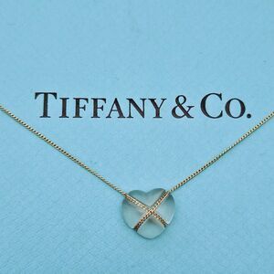 RARE Tiffany & Co. 18k Yellow Gold Rock Crystal Cross Heart Necklace